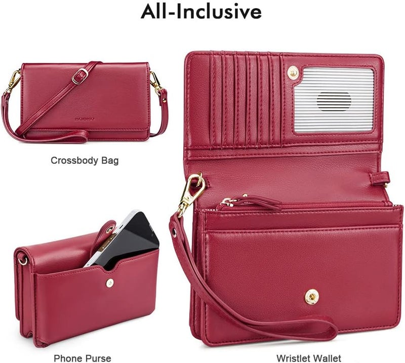 Nuoku Crossbody Bag for Women Cellphone Little Purse with Credit Card Slots Lightweight Leather Wristlet Wallet | Cellphone, Little Purse, Lightweight - Image 2